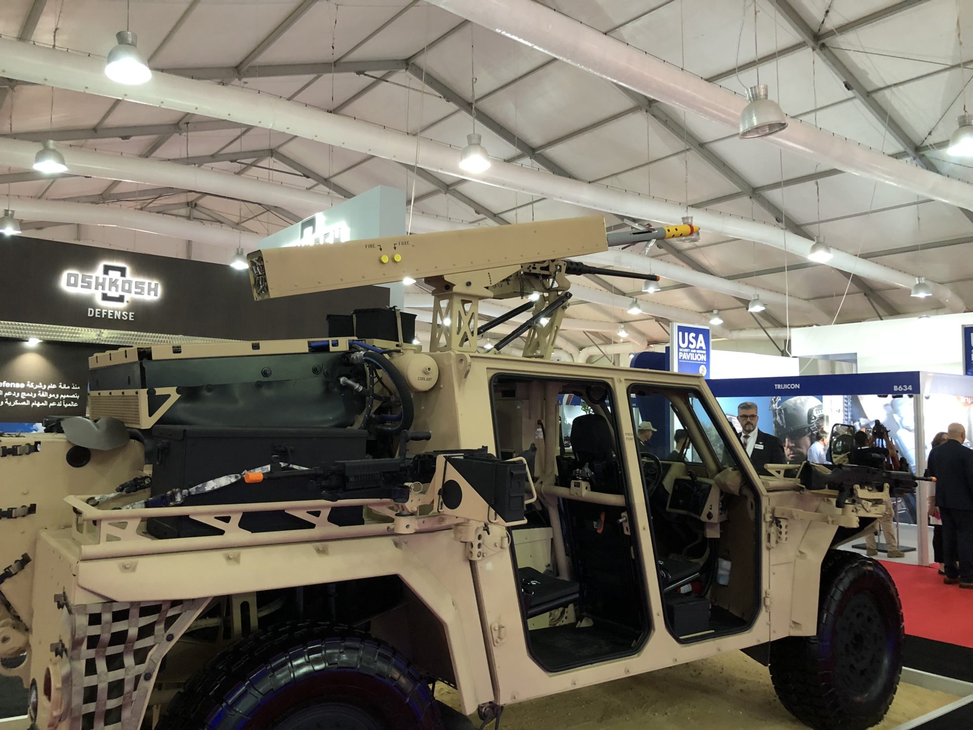 Arnold-Defense-FLETCHER-laser-guided-rocket-launcher-fitted-to-an-Oshkosh-S-ATV-at-SOFEX-18